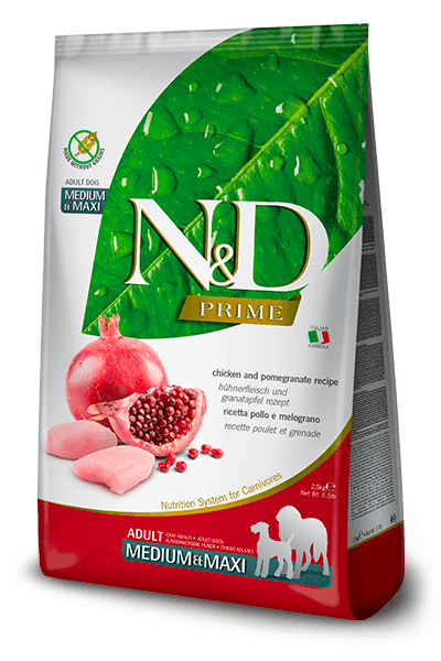 Farmina n&d prime cane adult medium maxi pollo e melograno