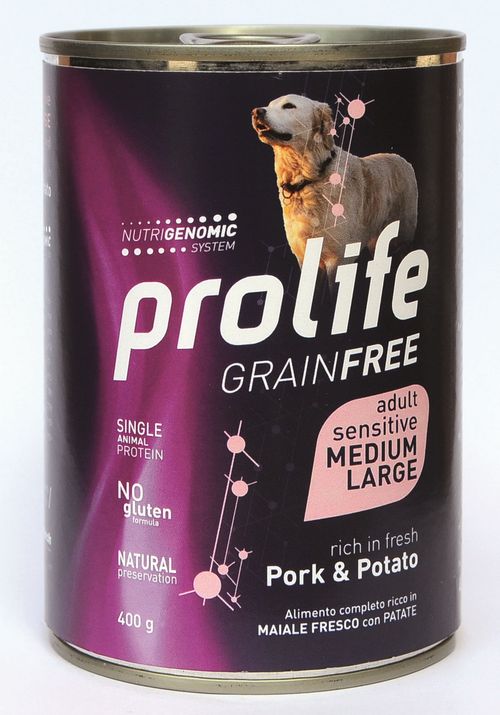 Prolife cane grainfree adult maiale & patate medium large