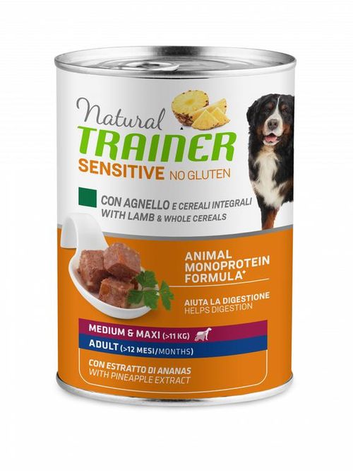 Natural trainer Sensitive no gluten cane medium & maxi Adult agnello e cereali integrali