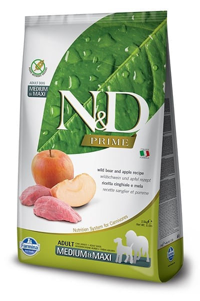 Farmina n&d prime cane adult medium maxi cinghiale e mela