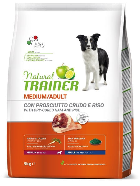 Natural trainer cane Adult Medium con Prosciutto crudo e riso