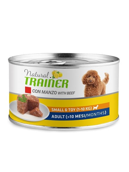 Natural trainer cane Adult small & toy con manzo