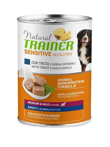 Natural trainer Sensitive no gluten cane adult medium & maxi trota e cereali integrali