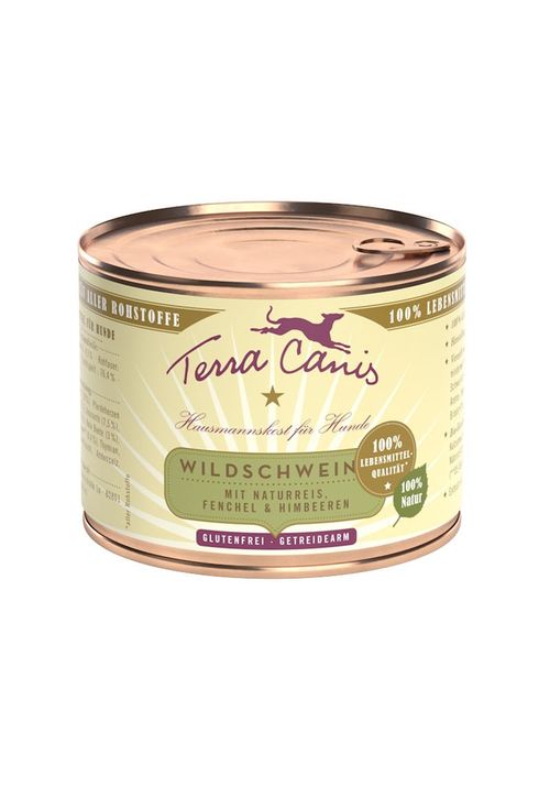 Terra canis classic cinghiale con riso integrale, finocchio e lampone