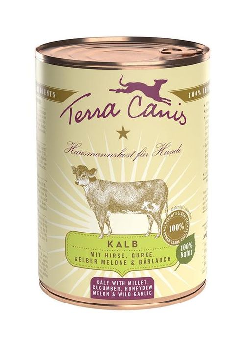 Terra canis classic vitello con miglio, cetriolo, melone giallo e aglio orsino