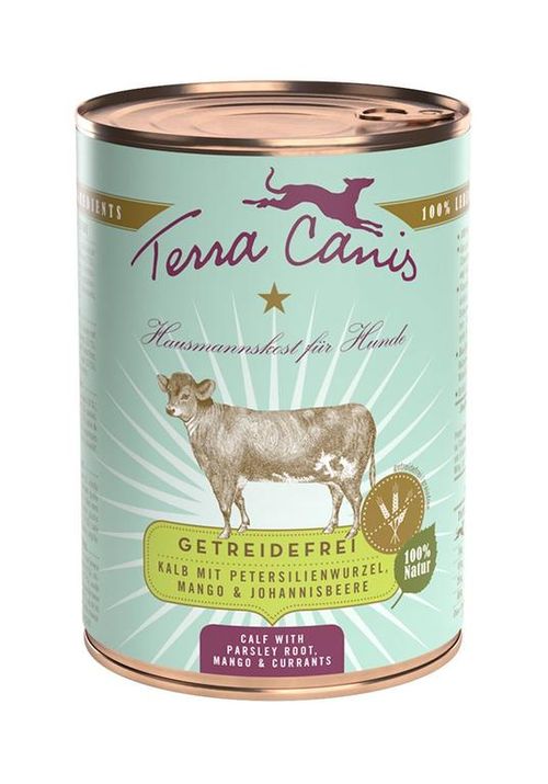 Terra canisain free vitello con radice di prezzemolo, mango e ribes