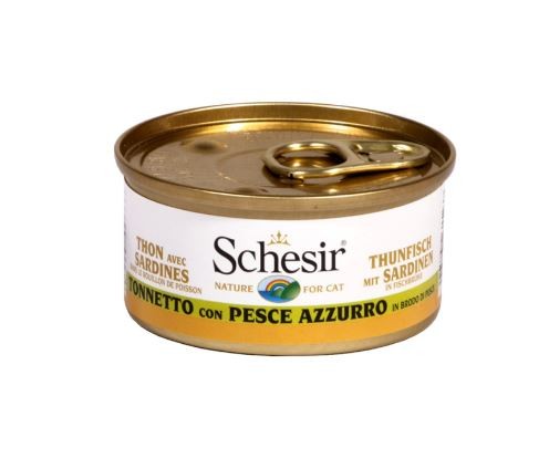 Schesir gatto tonnetto con pesce azzurro in brodo di pesce