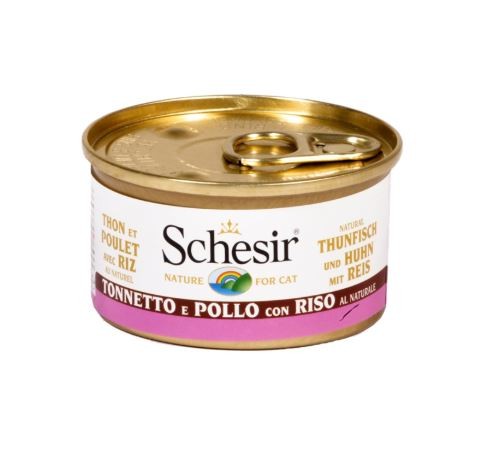 Schesir gatto tonnetto e pollo con riso al naturale