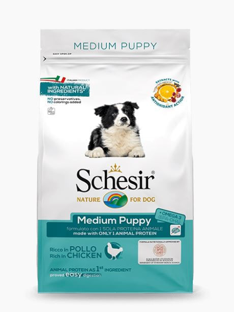 Schesir cane puppy Medium Adult ricco in pollo