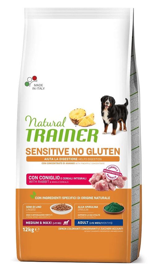 Natural Trainer sensitive no gluten cane medium & maxi adult coniglio