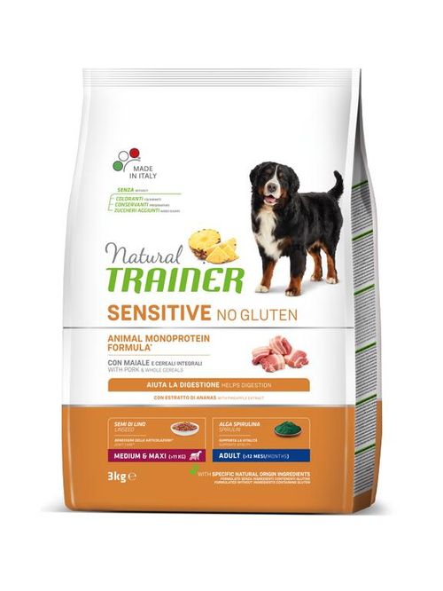 Natural trainer Sensitive cane No Gluten MediumMaxi Adult Maiale