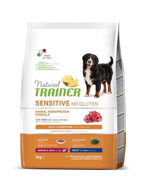 Natural Trainer sensitive no gluten cane medium & maxi adult agnello