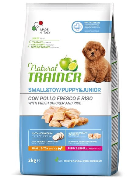 Natural trainer puppy & junior small & toy con pollo fresco e riso