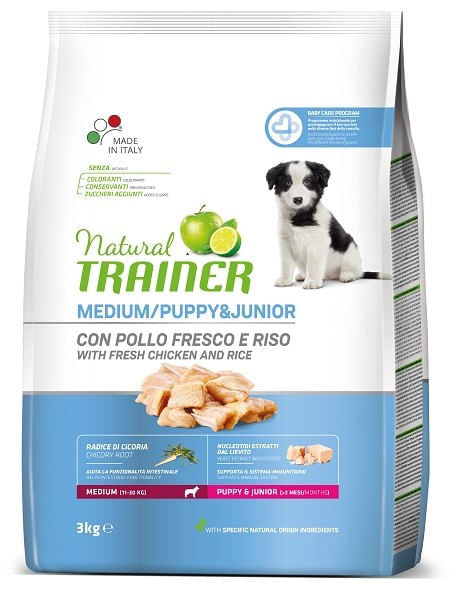Natural trainer puppy & junior medium pollo fresco