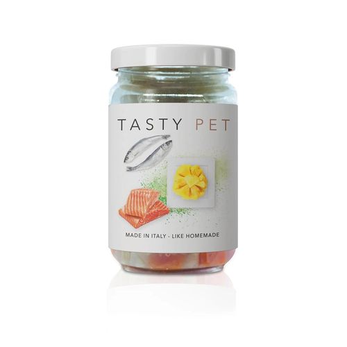 Tasty Pet Vasocottura Umido per Gatti Pate Salmone e Pesce Azzurro Vasetto 80 n.