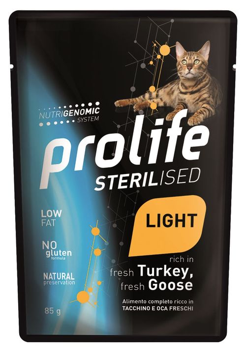 Prolife gatto sterilised adult lightainfree sensitive tacchino e oca bustina