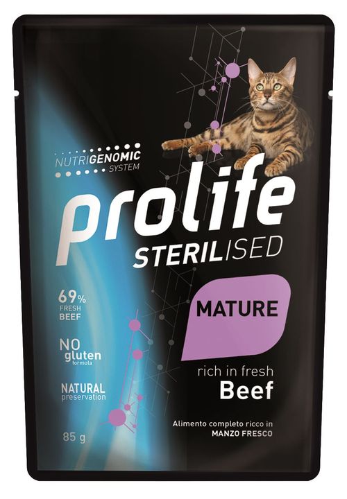 Prolife gatto sterilised matureainfree sensitive manzo bustina