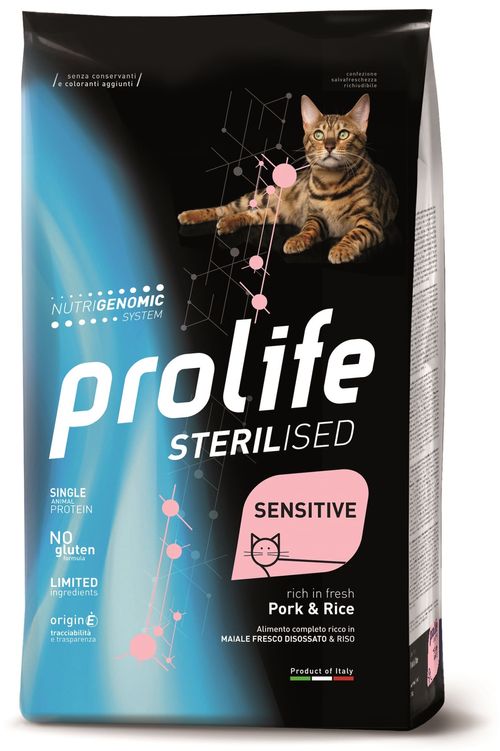 Prolife gatto sterilised sensitive adult maiale e riso