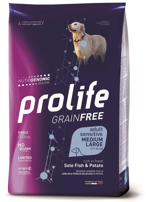 Prolife caneainfree adult sensitive sogliola & patate medium large