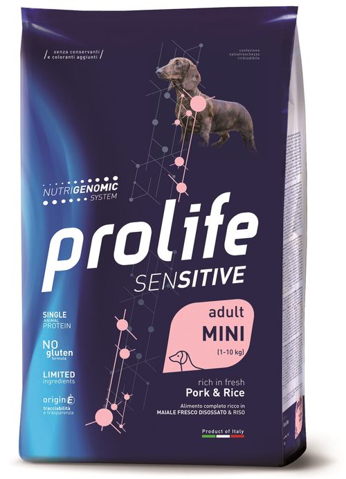 Prolife cane sensitive adult maiale & riso mini