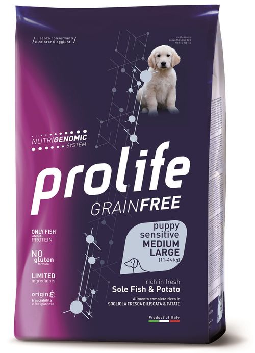 Prolife caneainfree puppy sensitive sogliola & patate medium large