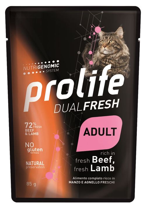 Prolife gatto dualfresh adult manzo e agnello bustine
