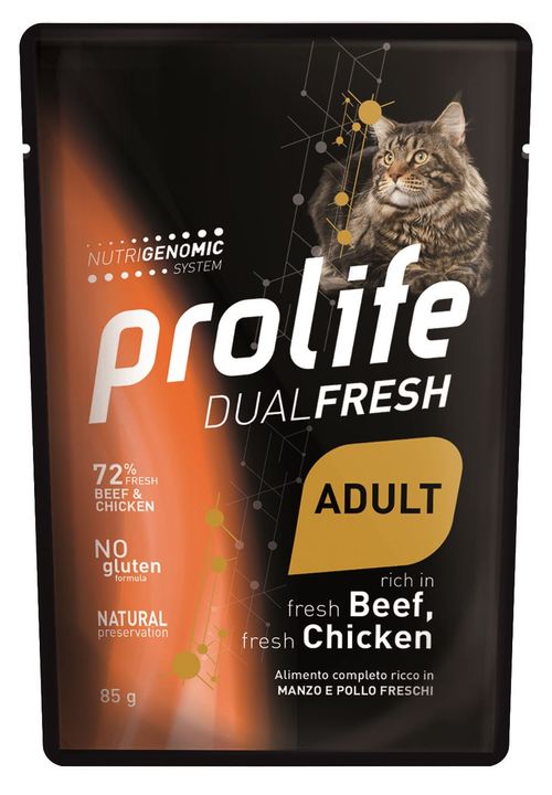 Prolife gatto dualfresh adult manzo e pollo bustina