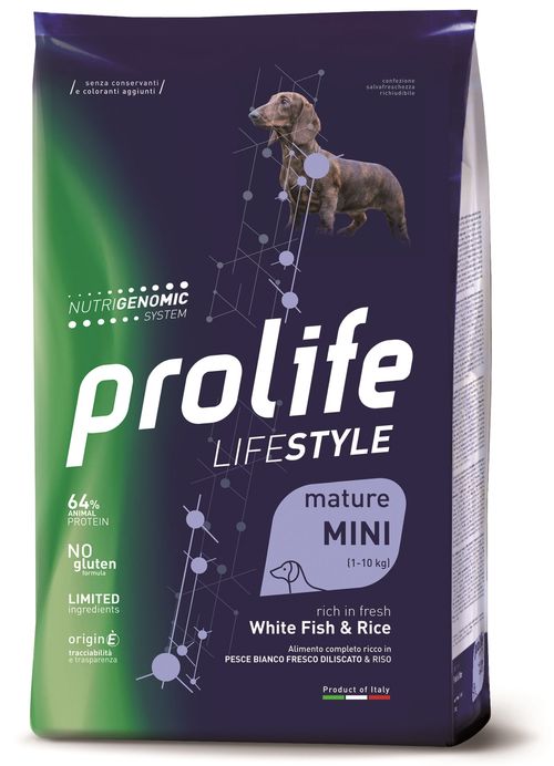Prolife cane lifestyle mature pesce bianco & riso mini