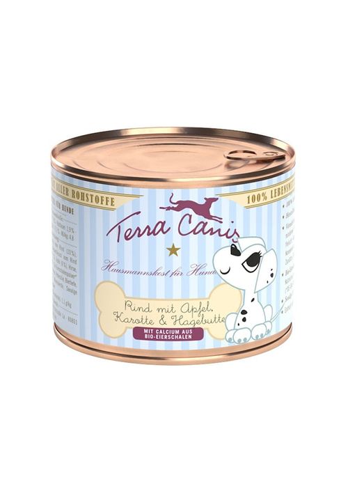 Terra canis puppy manzo con con mela, carote e rosa canina