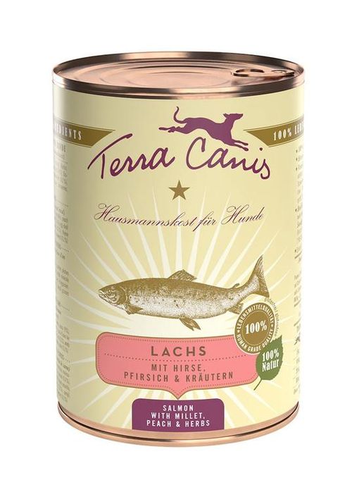 Terra canis classic salmone con miglio, pesca e erbe aromatiche