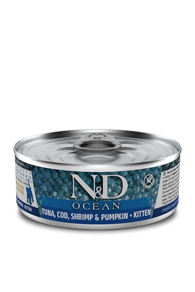 Farmina n&d ocean kitten tonno merluzzo gamberetto e zucca