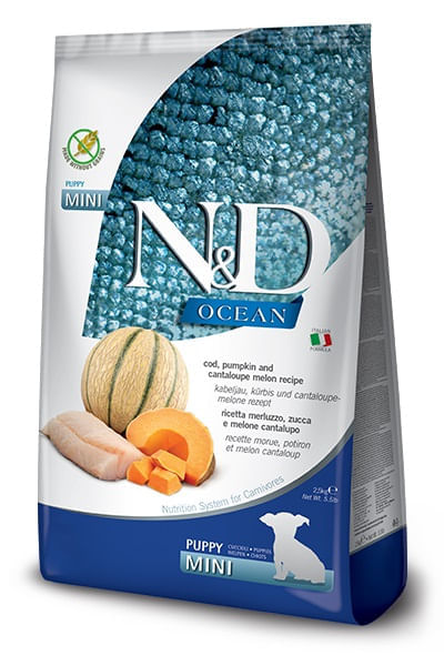 Farmina n&d ocean cane puppy mini merluzzo zucca e melone cantalupo