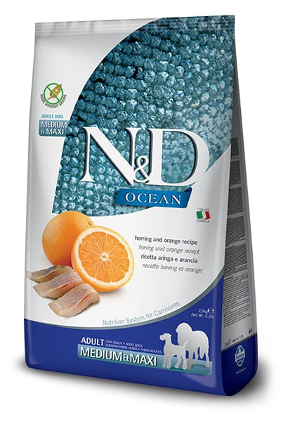Farmina n&d ocean cane medium & maxi aringa e arancia