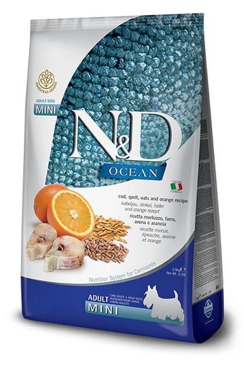 Farmina n&d ocean lowain cane mini merluzzo farro avena e arancia