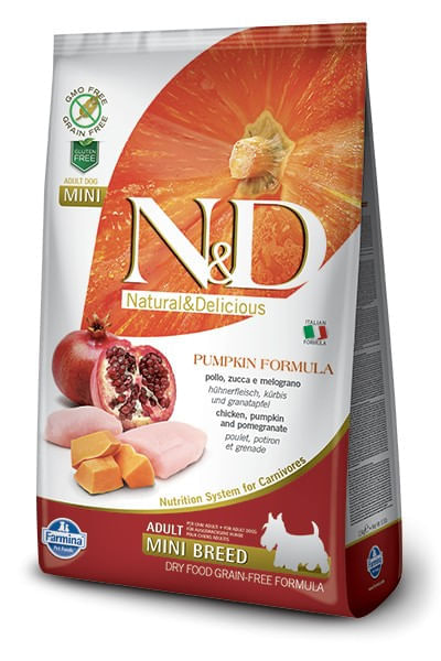 Farmina n&d pumpkin grain free adult mini pollo zucca e melograno