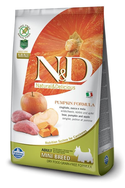 Farmina n&d pumpkin grain free adult mini cinghiale zucca e mela