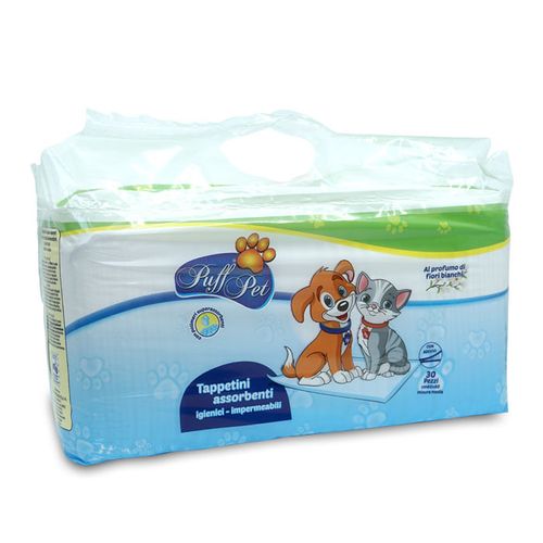 Puff Pet Tappetini assorbenti profumati 60x60 con adesivi 30 pz