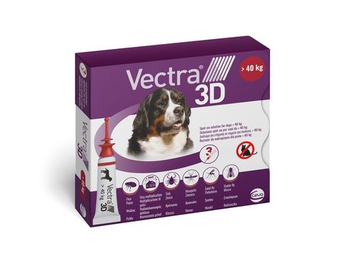 Vectra 3D cane +40 kg rosso 3 pipette