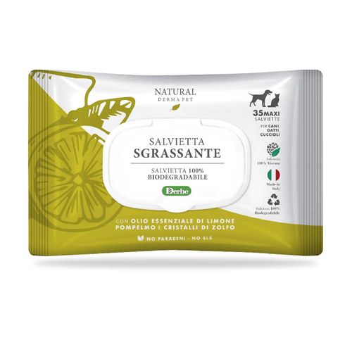 Natural derma pet salvietta sgrassante 35 pz