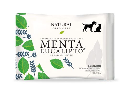 Natural derma pet salviette menta eucalipto 35 pz