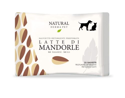Natural derma pet salviette latte di mandorle 35 pz