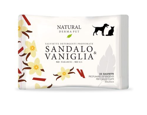 Natural derma pet salviette sandalo vaniglia 35 pz