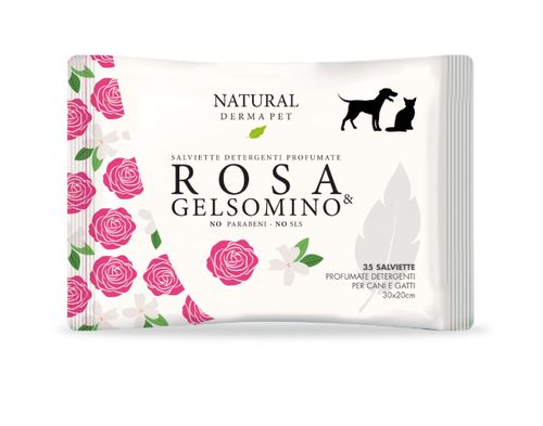 Natural derma pet salviette rosa e gelsomino 35 pz