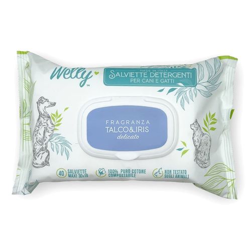 Welly salviette detergenti talco e iris delicato 40 pz