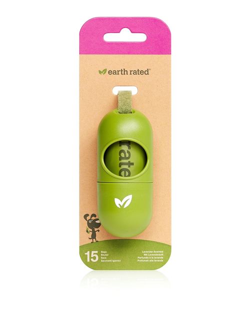 Earth rated distributore con sacchetti biodegradabili fragranza lavanda 1 rotolo x 15 sacchetti