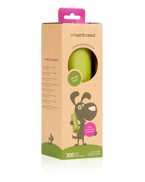 Earth rated sacchetti biodegradabili fragranza lavanda 1 rotolo x 300 sacchetti