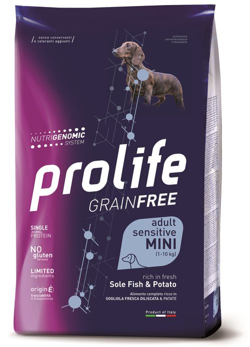 Prolife caneainfree adult sensitive sogliola & patate mini