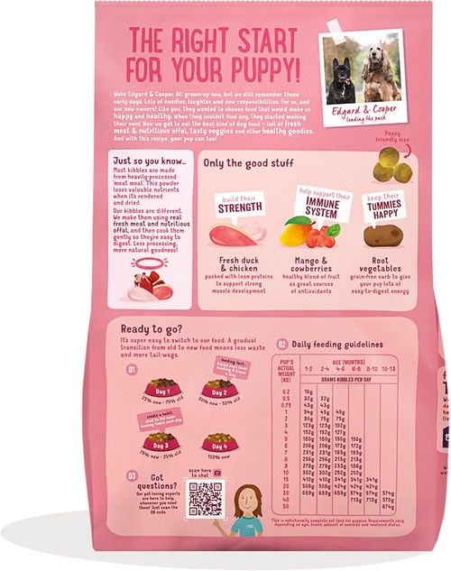 Edgard & Cooper Puppy Carne Fresca Di Anatra E Pollo Allevati A Terra Senza Cereali