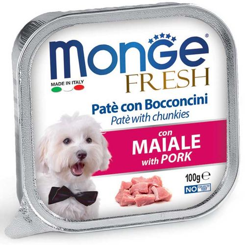 Monge cane fresh pate e bocconcini con maiale
