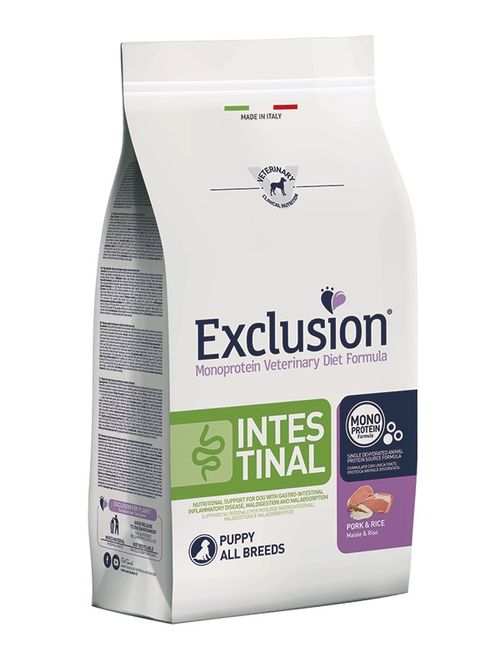 Exclusion diet formula intestinal puppy maiale e riso all breeds